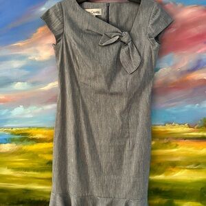 Sara Campbell Gray Midi Dress with Bow Detail